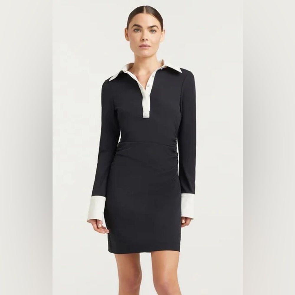 Cinq à Sept Black Elowen and White Long Sleeve Dress